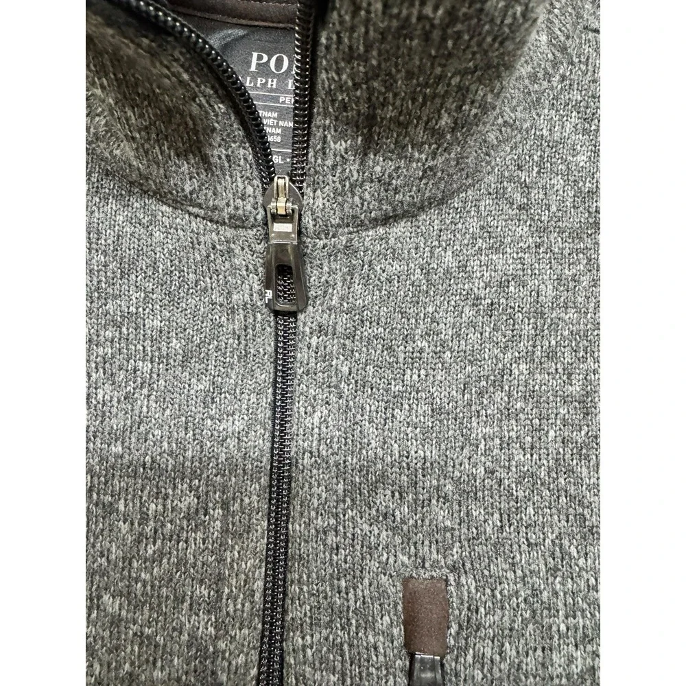 Polo Ralph Lauren Brushed Fleece Full-Zip‎ Vest Heather Gray Men's Sz Large Tall
